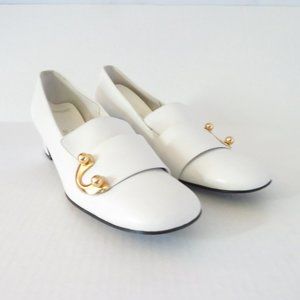 Joyce of California White Mod  60's 70's Shoes Heels Size 8 1/2